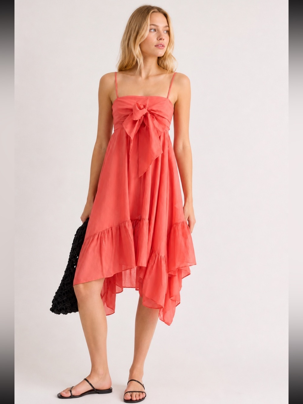 NEW J.Crew Coral Cotton Bow-front Beach Dress Size Small 36652